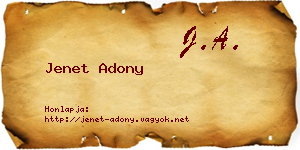Jenet Adony névjegykártya
